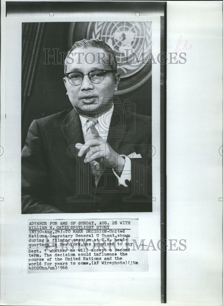 1966 Secretary General U Thant - Historic Images