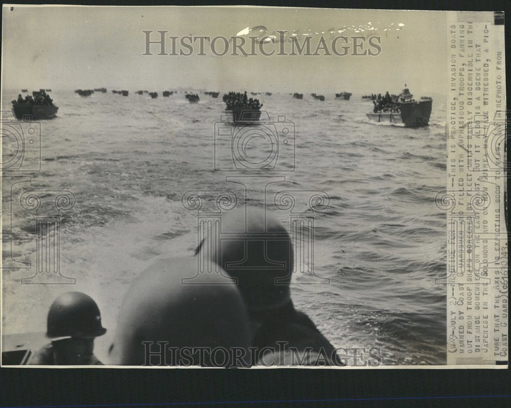 1943 Practice Invasion Boats Coast Guard - Historic Images