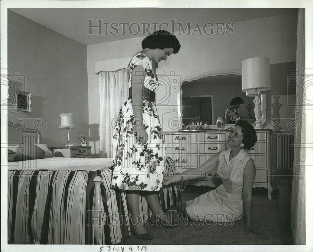 1961 Mrs. Masson &amp; Daughter Diane Hem Dress - Historic Images