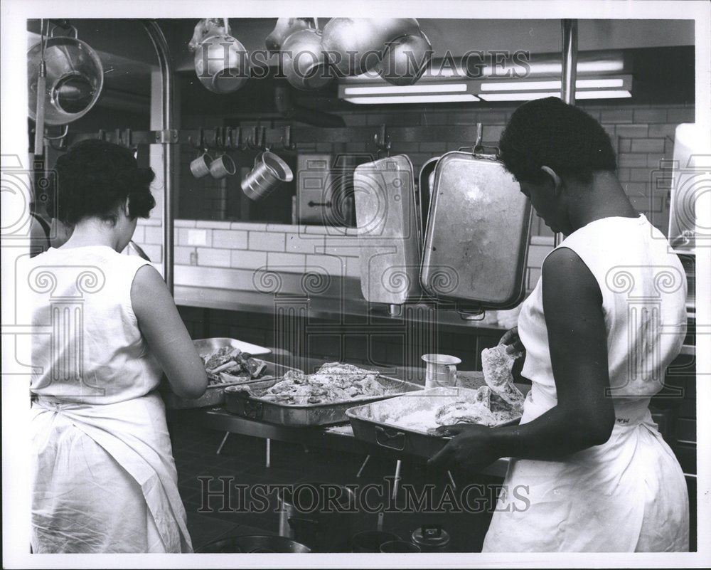 1962 Girls State School Kitchen Preparation - Historic Images