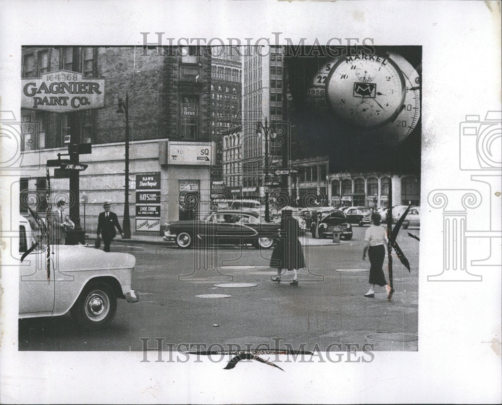 1956 Pedestrians Traffic Randolph Case Skat - Historic Images