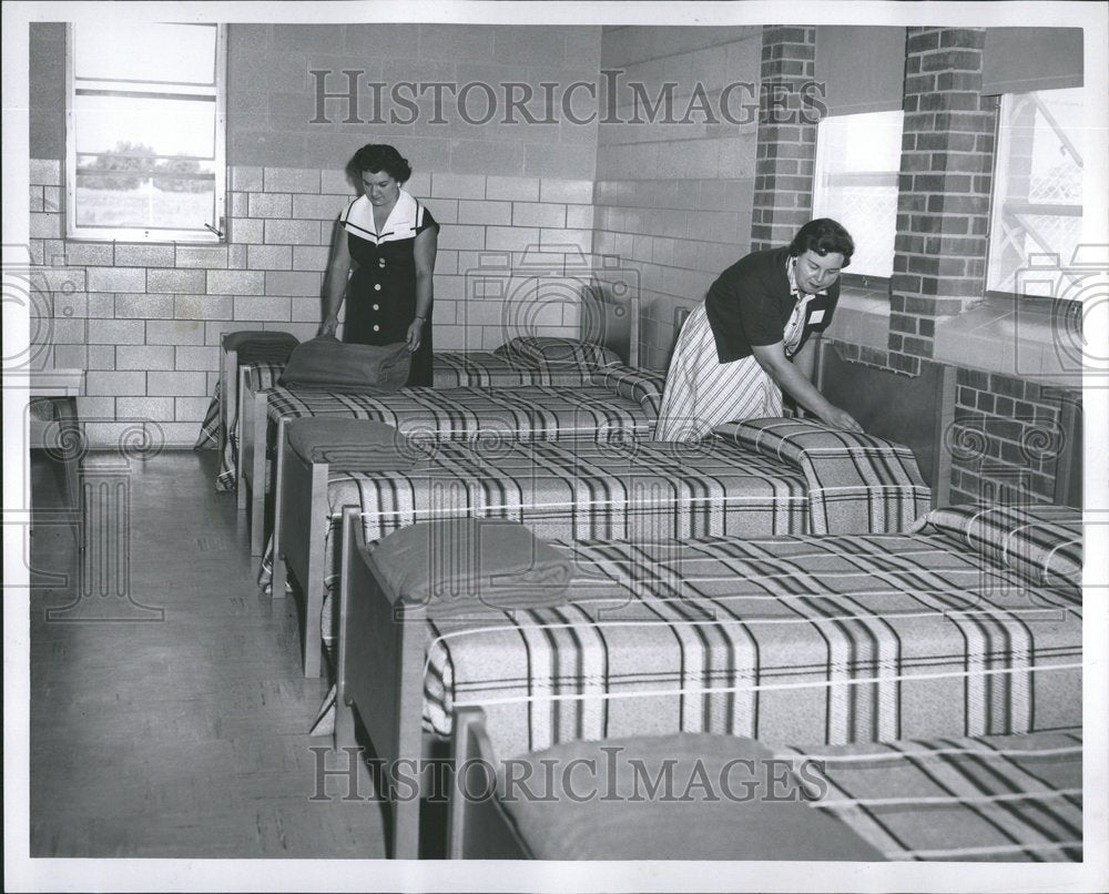 1956 Macomb County Juvenile Home Beds Made - Historic Images