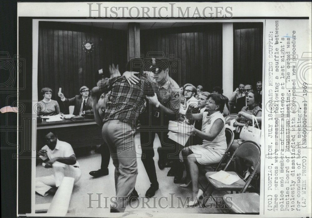 1969 Pontiac Board Education Meeting Arrest - Historic Images