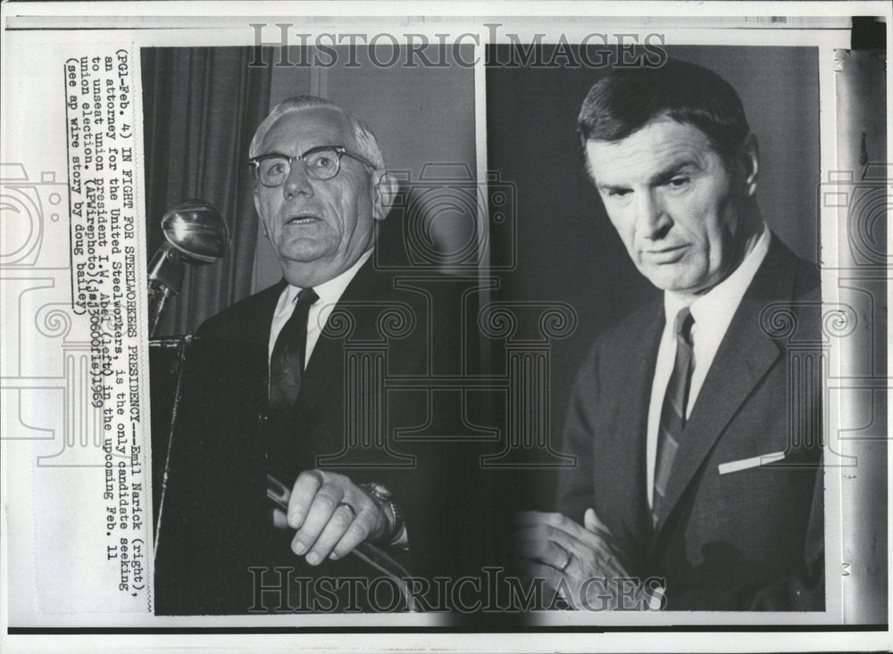 1969 Emil Narick Attorney I W Abel Presiden - Historic Images