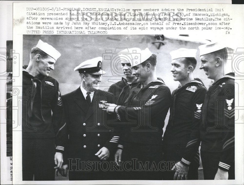 1955 Presidential Citation Lynus Larch USS - Historic Images