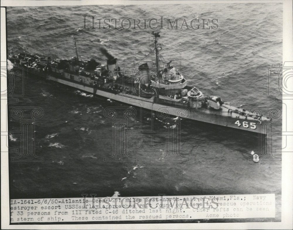 1950 USS Saufley Press Photo - Historic Images