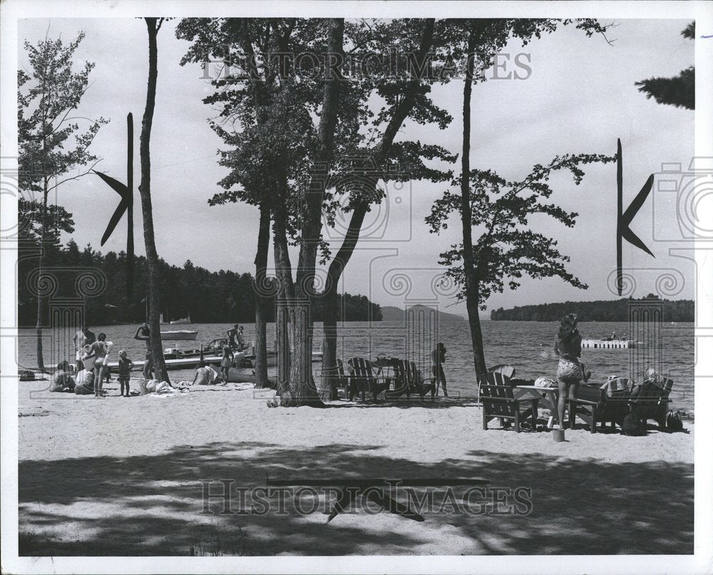 1961 New England Beach People Swimming - Historic Images