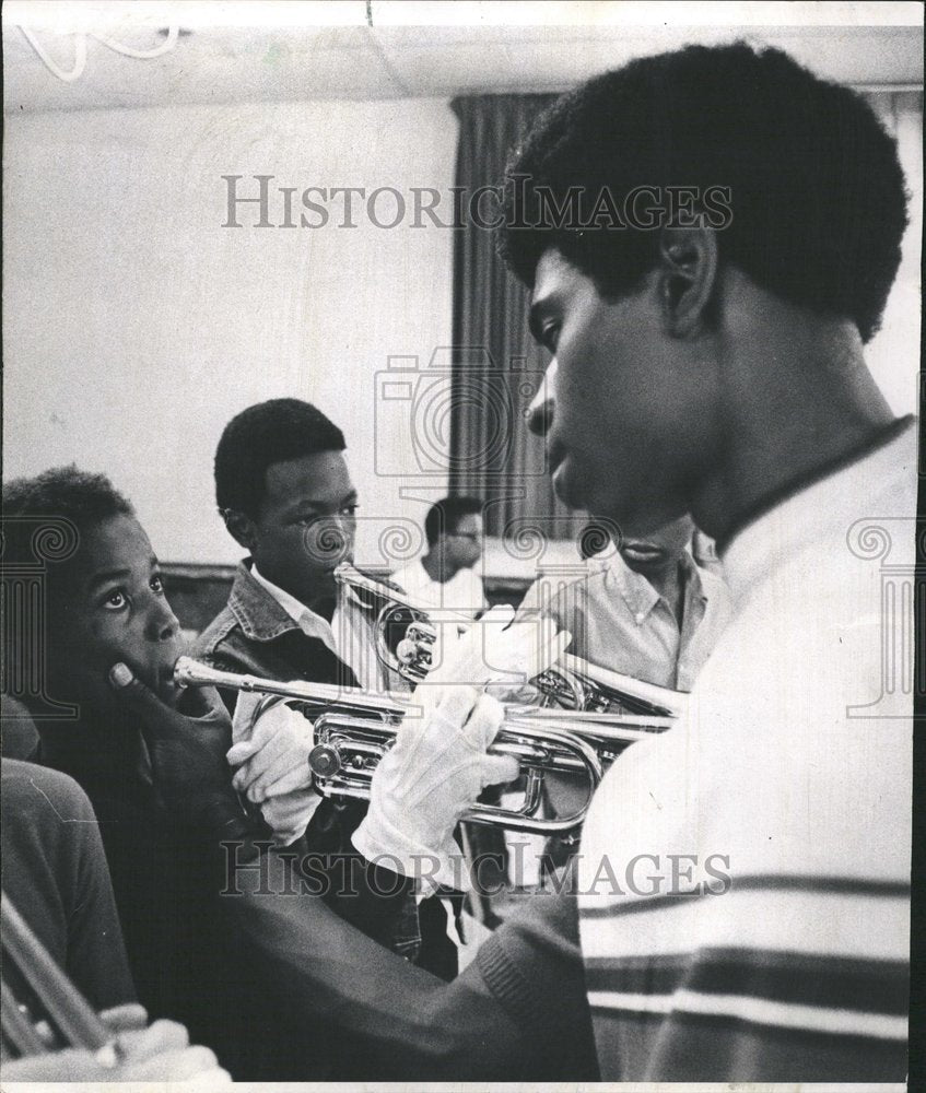 1970 Thomas M Murphy Teaches Trumpet Player - Historic Images