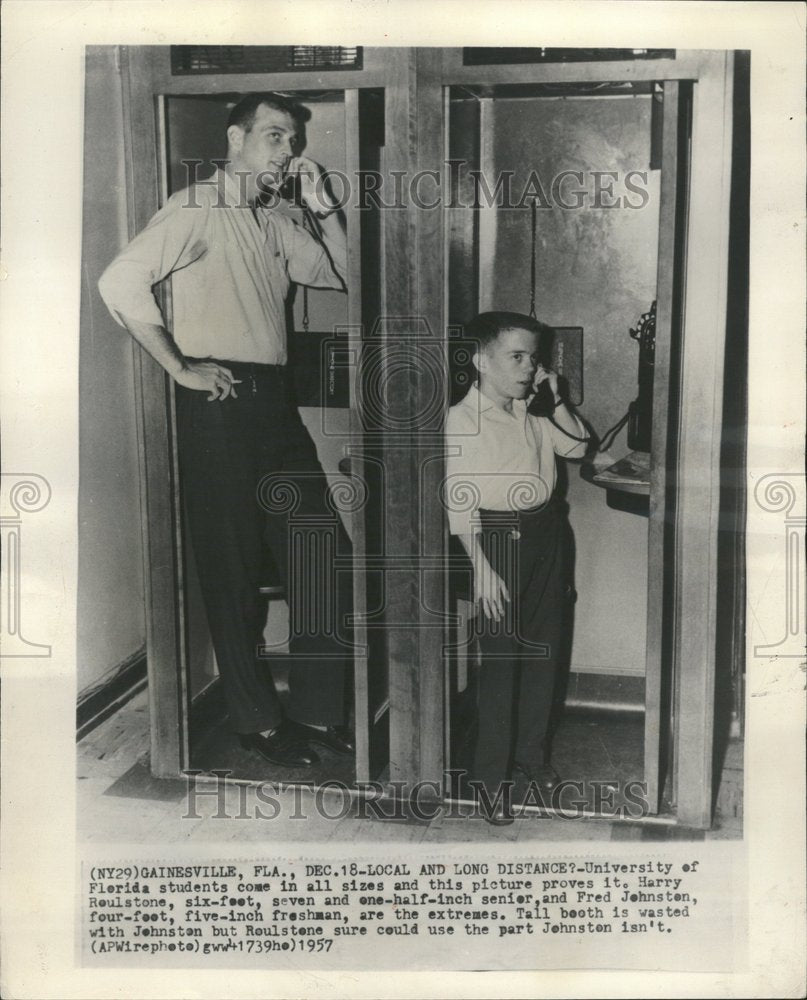 1957 Univ Florida Students Telephone Booth - Historic Images