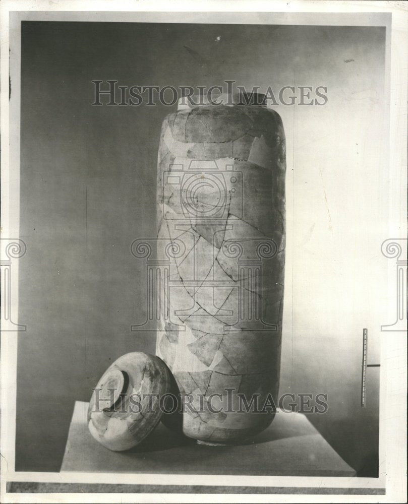 1955 Restored Ancient Vase On Display - Historic Images