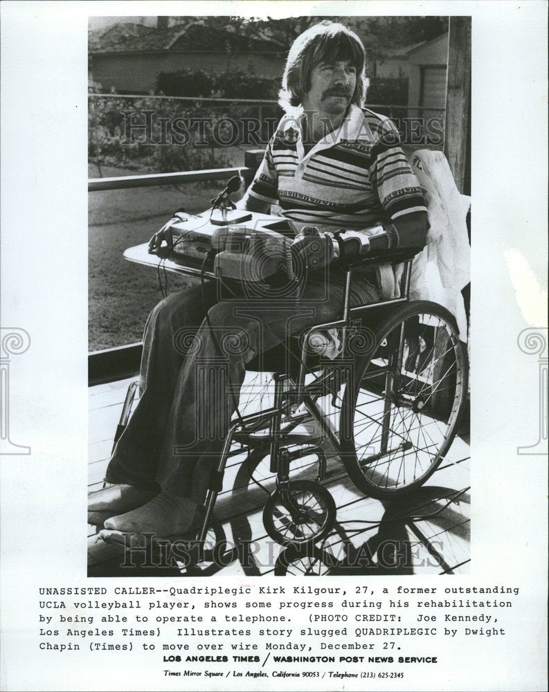 1977 Quadriplegic Kirk Kilgour Telephone - Historic Images