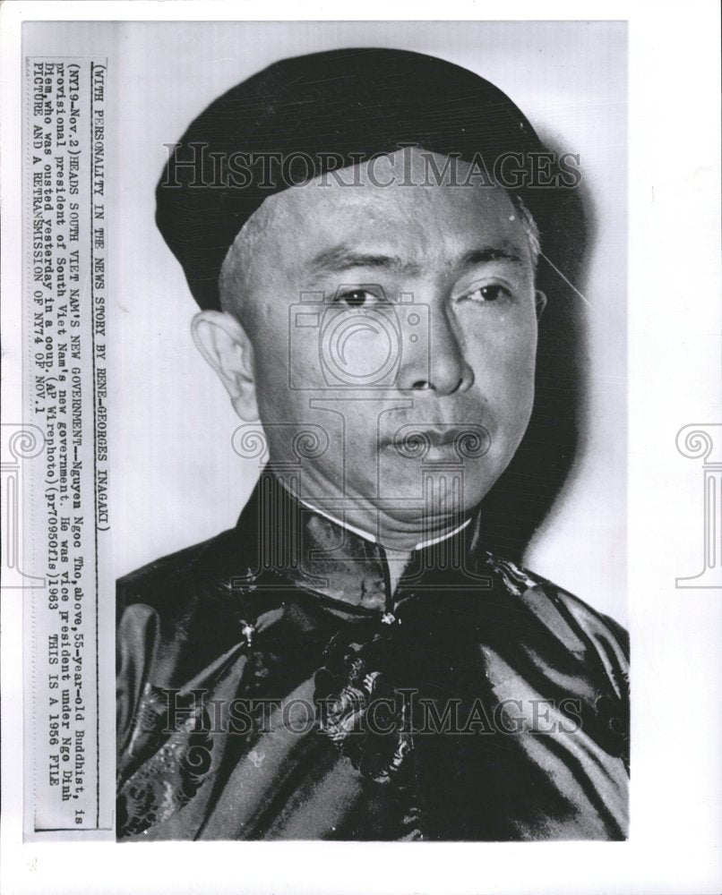 1956 S. Vietnam President Nguyen Ngoc Tho - Historic Images