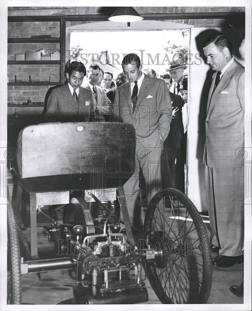 1953 Prince and Officials admire a vehicle - Historic Images