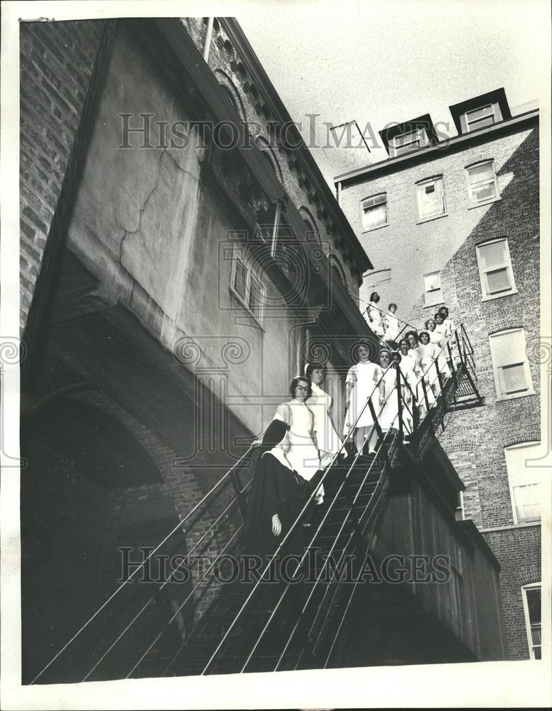 1963 Fire Drill Nursing School St Mary - Historic Images