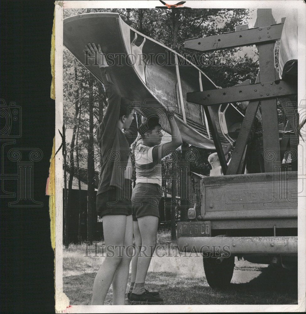 1960 YMCA Detroit Camp Truck Men - Historic Images