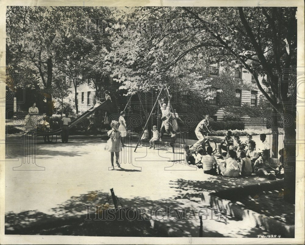 1954 Playground Children Michigan Apartment - Historic Images