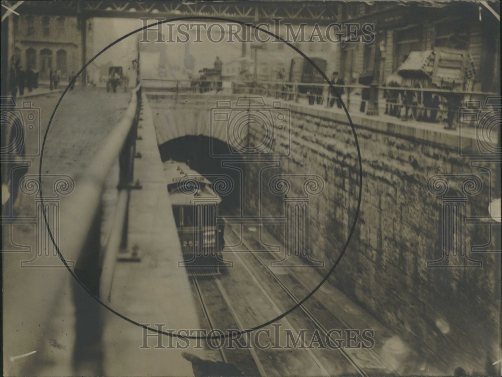 Train Coming Out Washington Street Tunnel - Historic Images