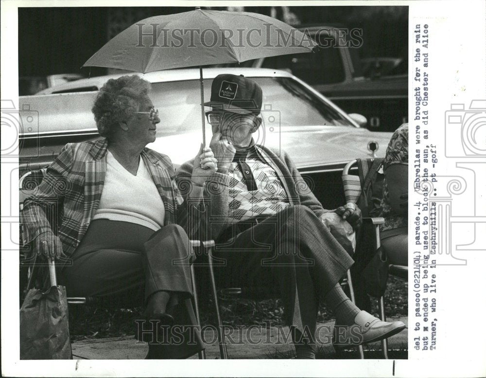 1984 Umbrellas Rain Sun Shade Chester Alice - Historic Images