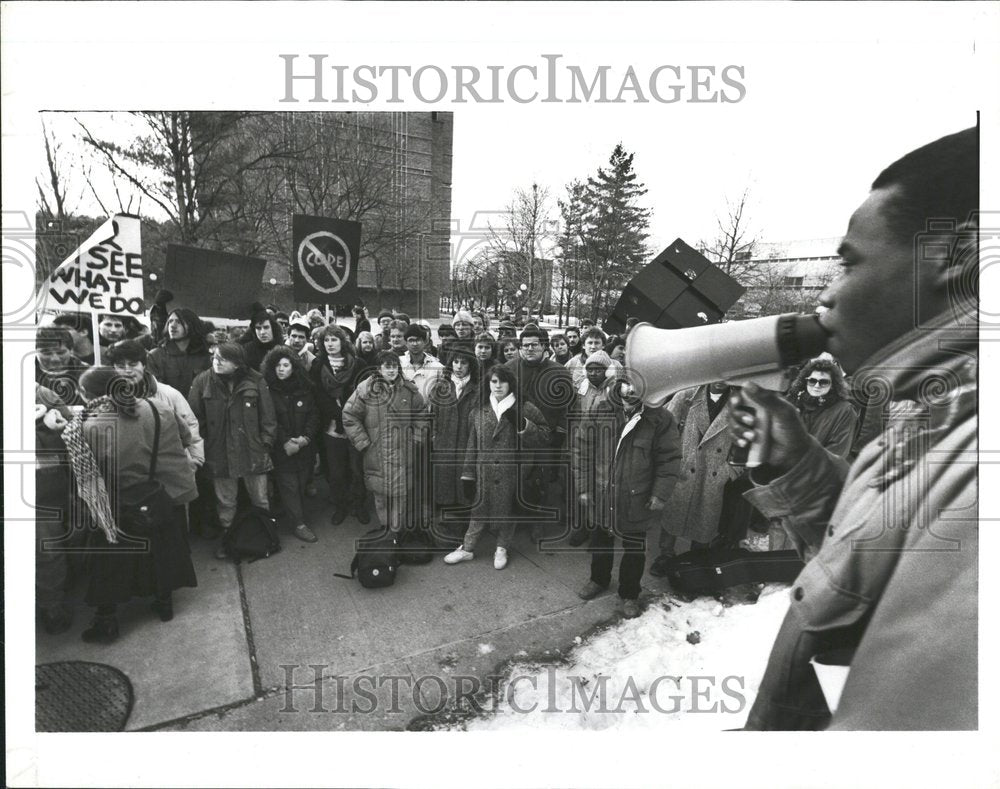 1988 Univ of Michigan Students Demonstrate - Historic Images