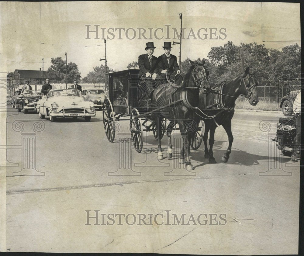 1952 Funeral Horse Drawn Hearse Escort - Historic Images