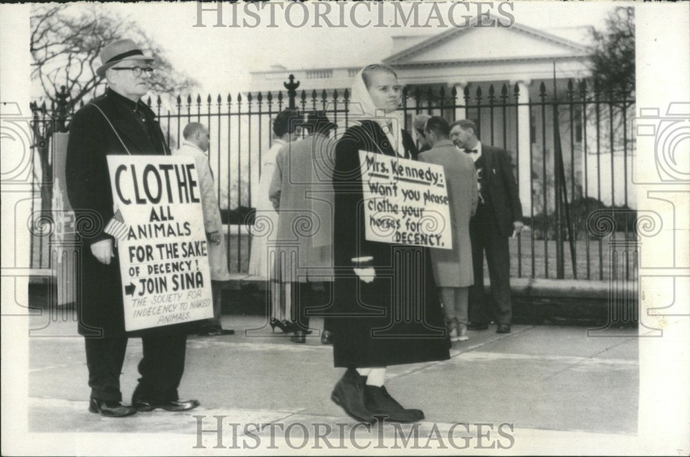 1963 Pickets Animals Clothes Indecency - Historic Images