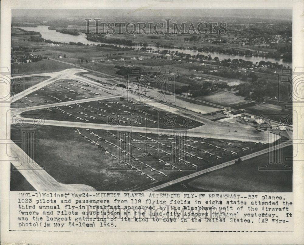 1984 Planes attending fly-in breakfast. - Historic Images