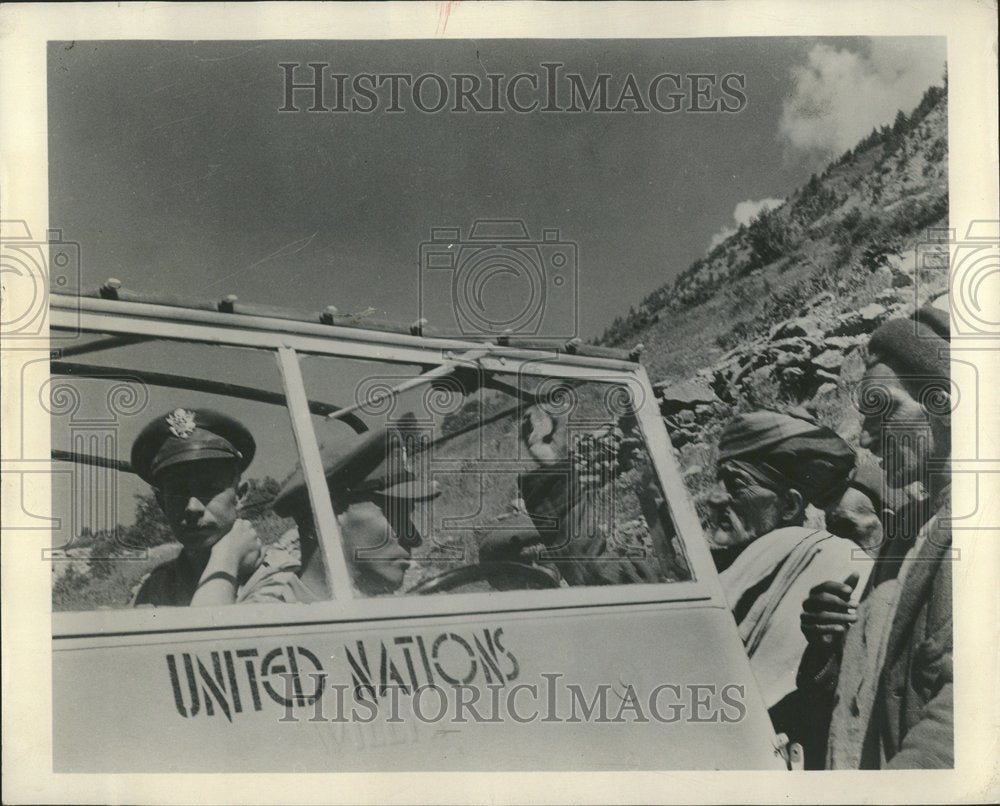 1949 U.N. Observer their white-painted jeep - Historic Images