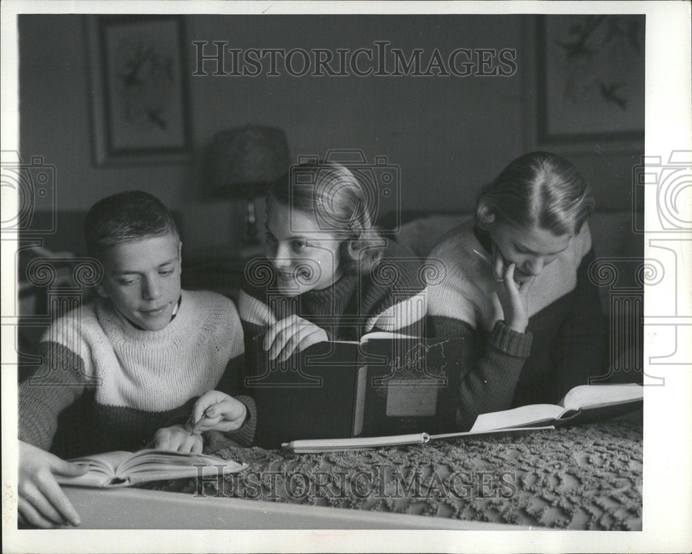 1959 Children Doing Homework Skater Carol - Historic Images