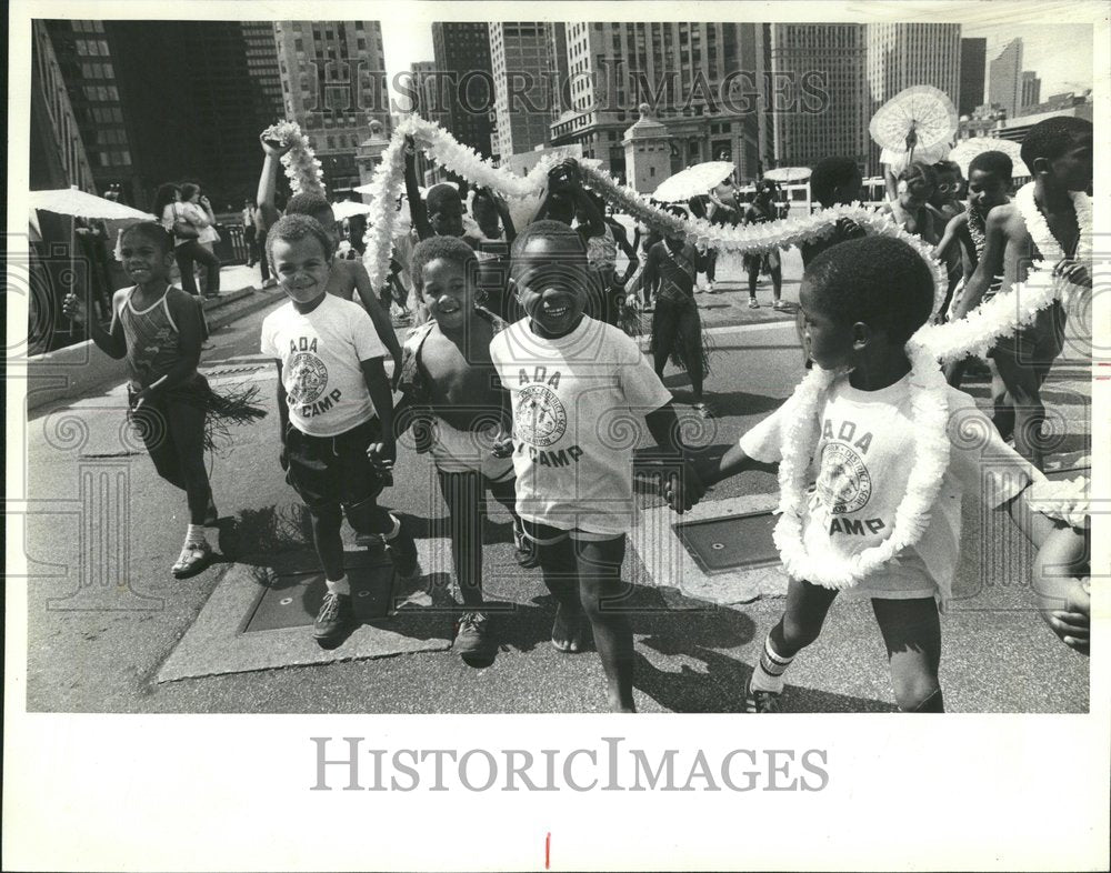 1982 Day Camp Parade Children Chicago Park - Historic Images