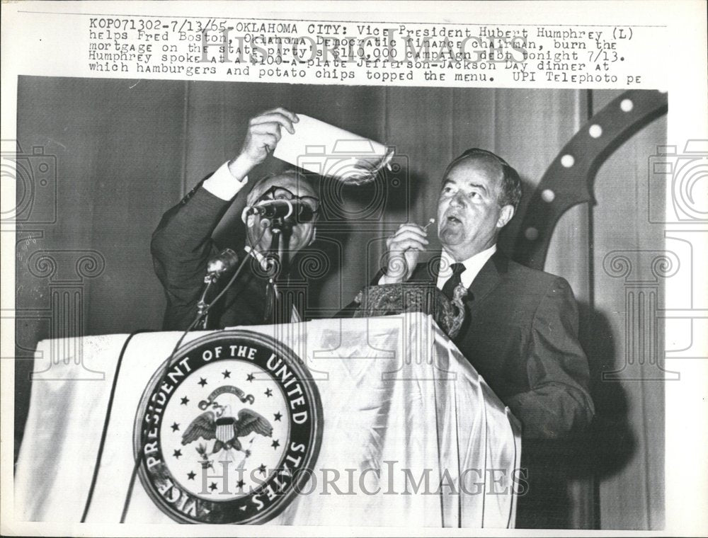 1965 Hubert Humphrey Fred democratic burn - Historic Images