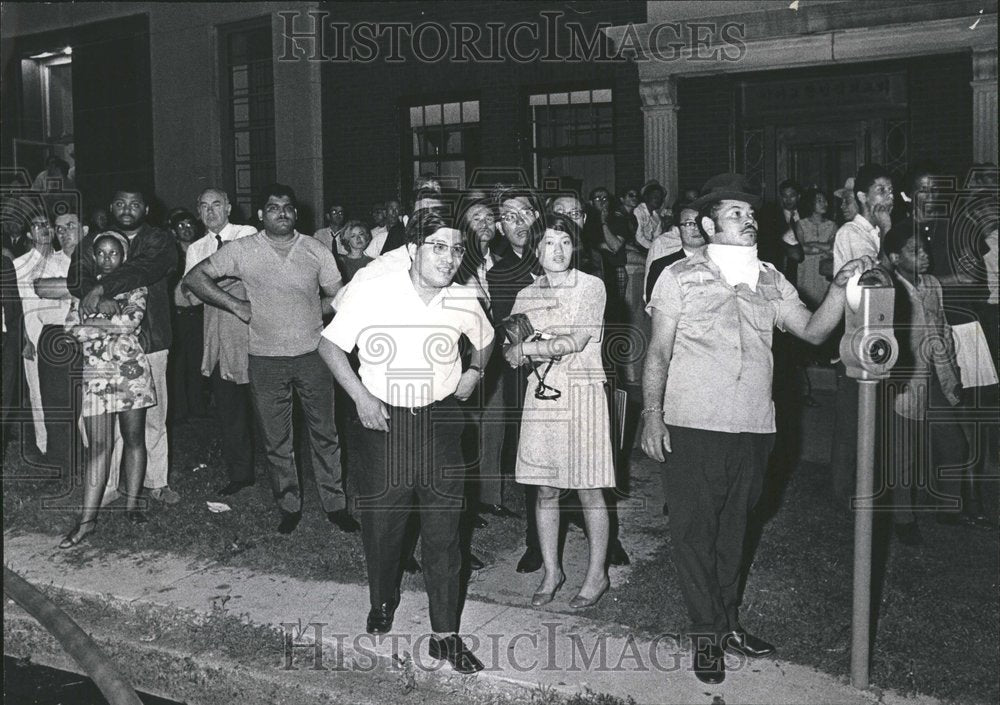 1969 Fire Fans Watch Firemen Battle Alarm - Historic Images