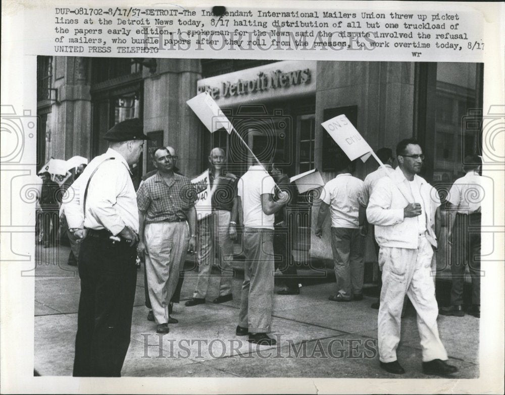 1957 International Mailers Union Picket - Historic Images