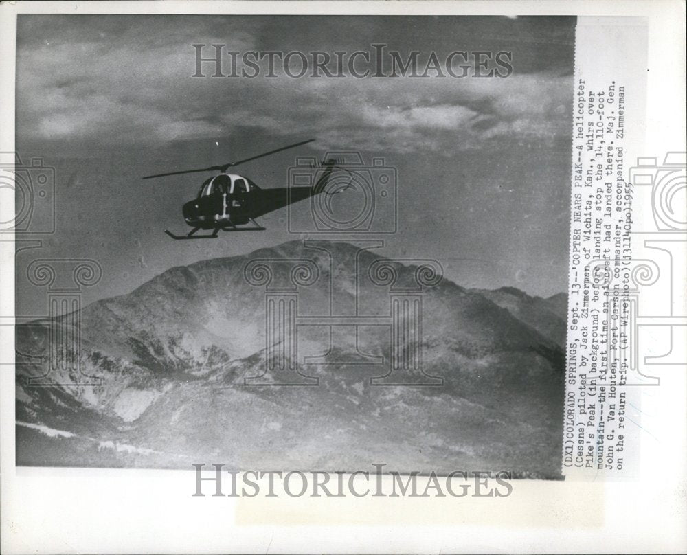 1955 Copter Nears Peak Jack Zimmerman Helic - Historic Images