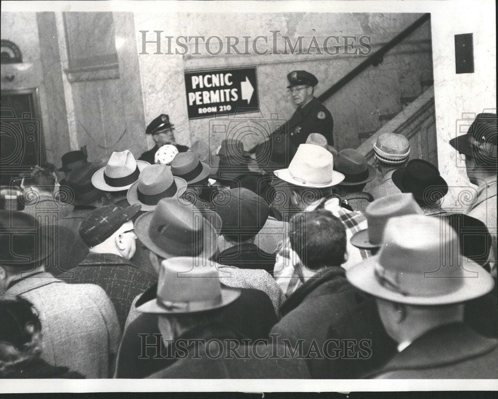 1961 Picnic Permits Sign Reading Forest - Historic Images