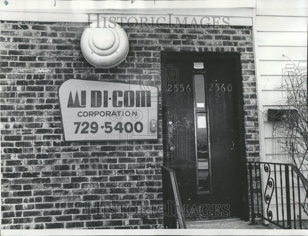 1975 Dicom Corp Building Sign Village - Historic Images