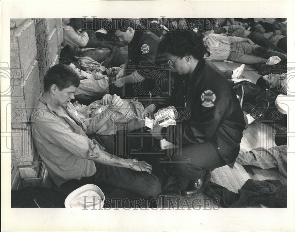 1989 Disaster Drill Worker Janis Sanche - Historic Images