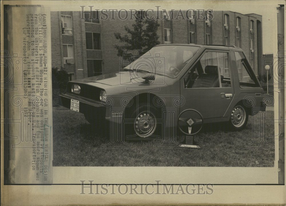 1972 Urban Vehicle Winner Student Ann Arbor - Historic Images