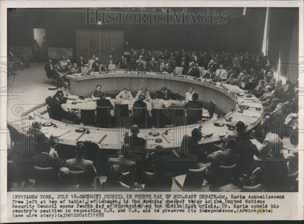 1958 Security Council Karim Azkuel Laban - Historic Images