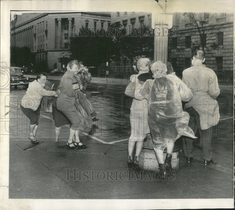 1954 Government Workers Hubricane winds - Historic Images