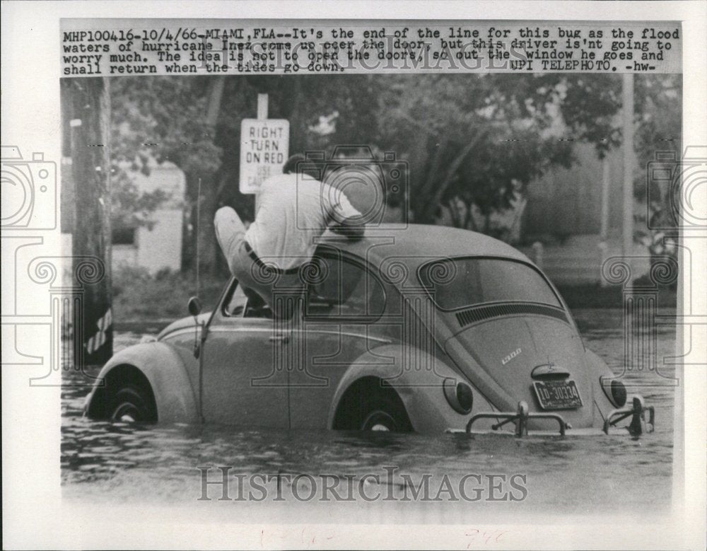 1966 Flood Water Hurricane Inez Bug Line - Historic Images