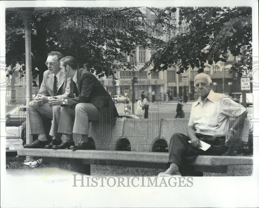 1976 People Sit At Detroit Kennedy Square - Historic Images