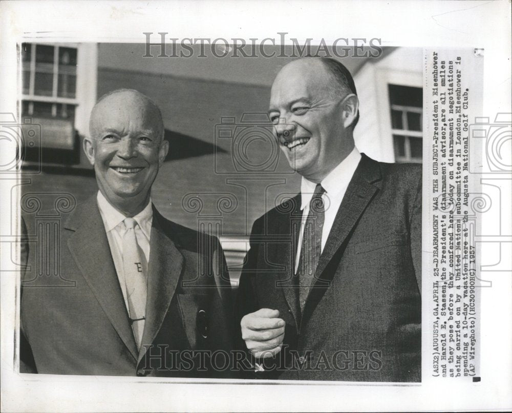 1957 Eisenhower and Stassen all smiles - Historic Images