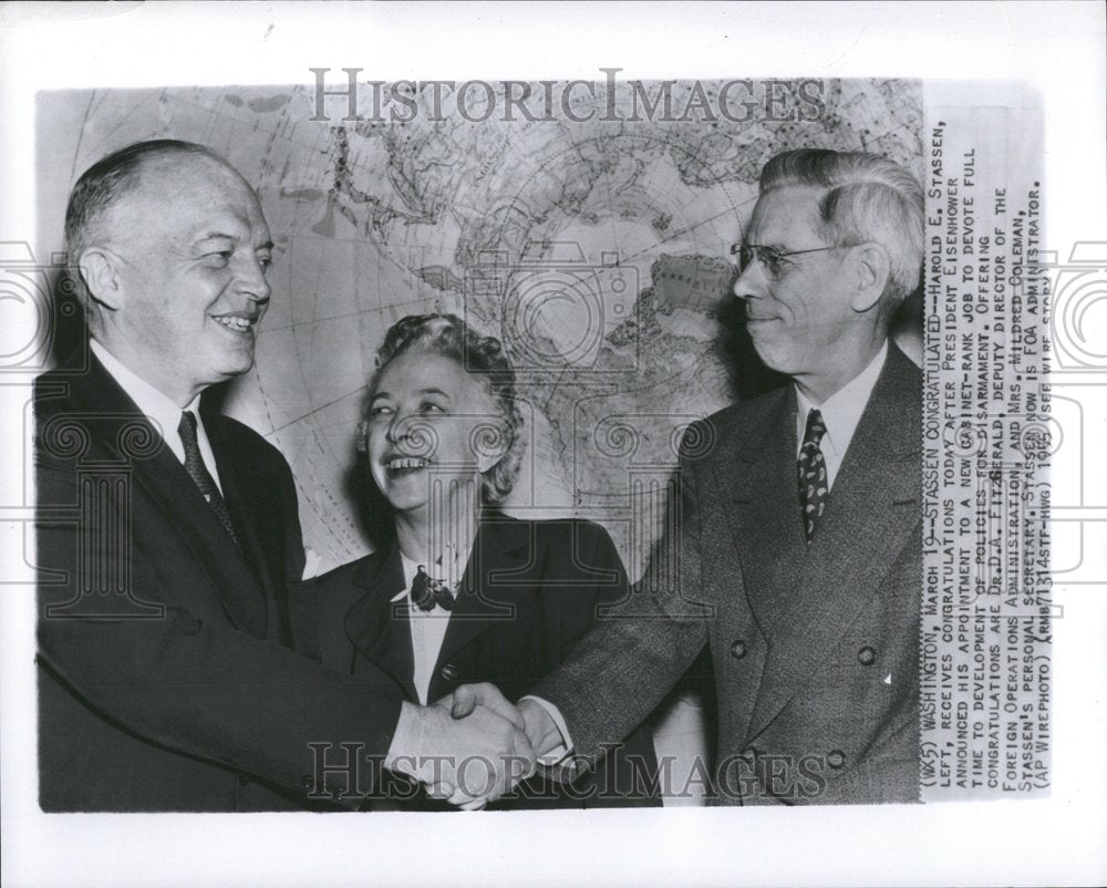 1955 Stasson receives congratulation - Historic Images