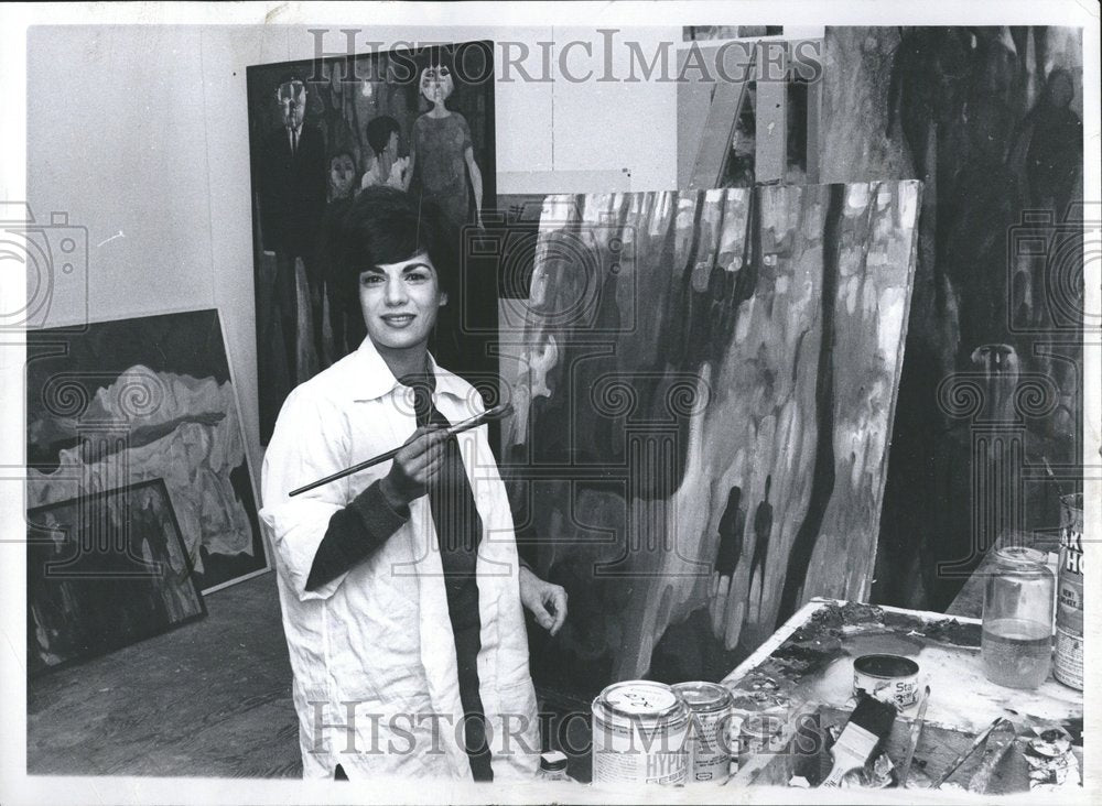 1966 Rennee Artist Painting Brush Hands - Historic Images