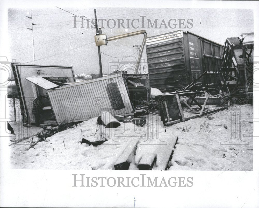 1971 PontiacTrain Wreck Johnson Snow Bank - Historic Images