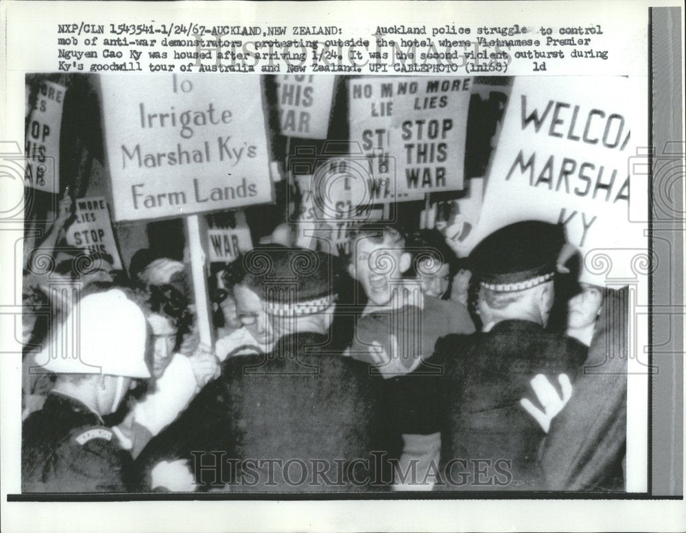 1967 Auckland Anti-War Demonstration Cao Ky - Historic Images