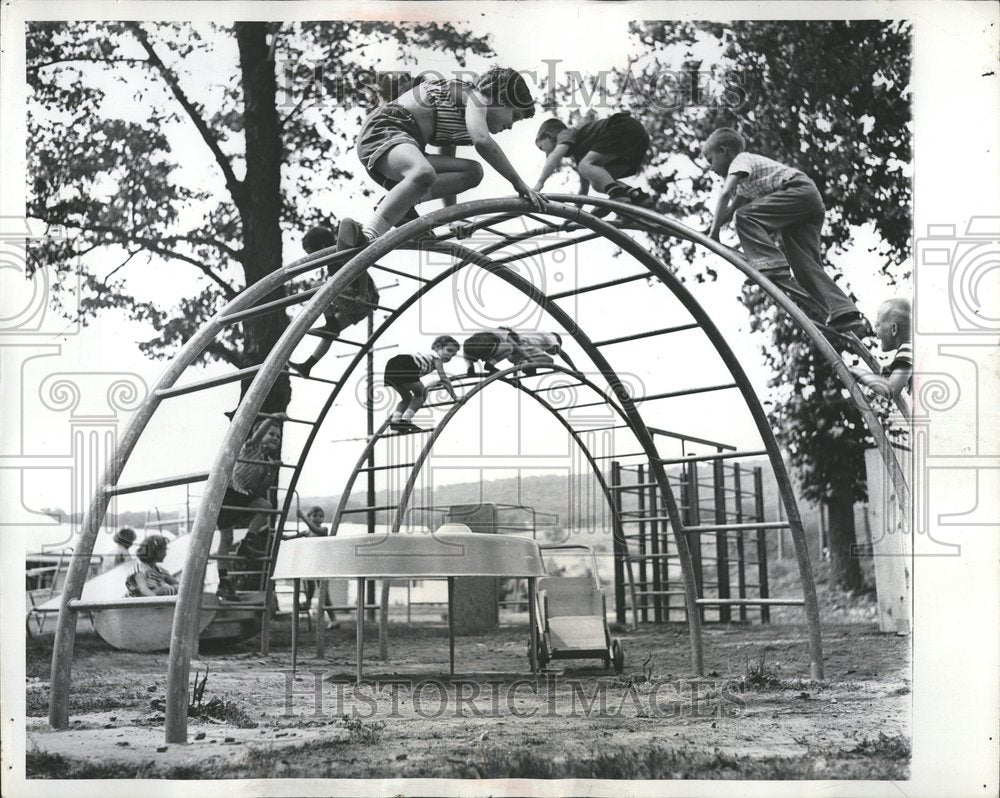 1959 Semi Circular Climbing Ladder Children - Historic Images