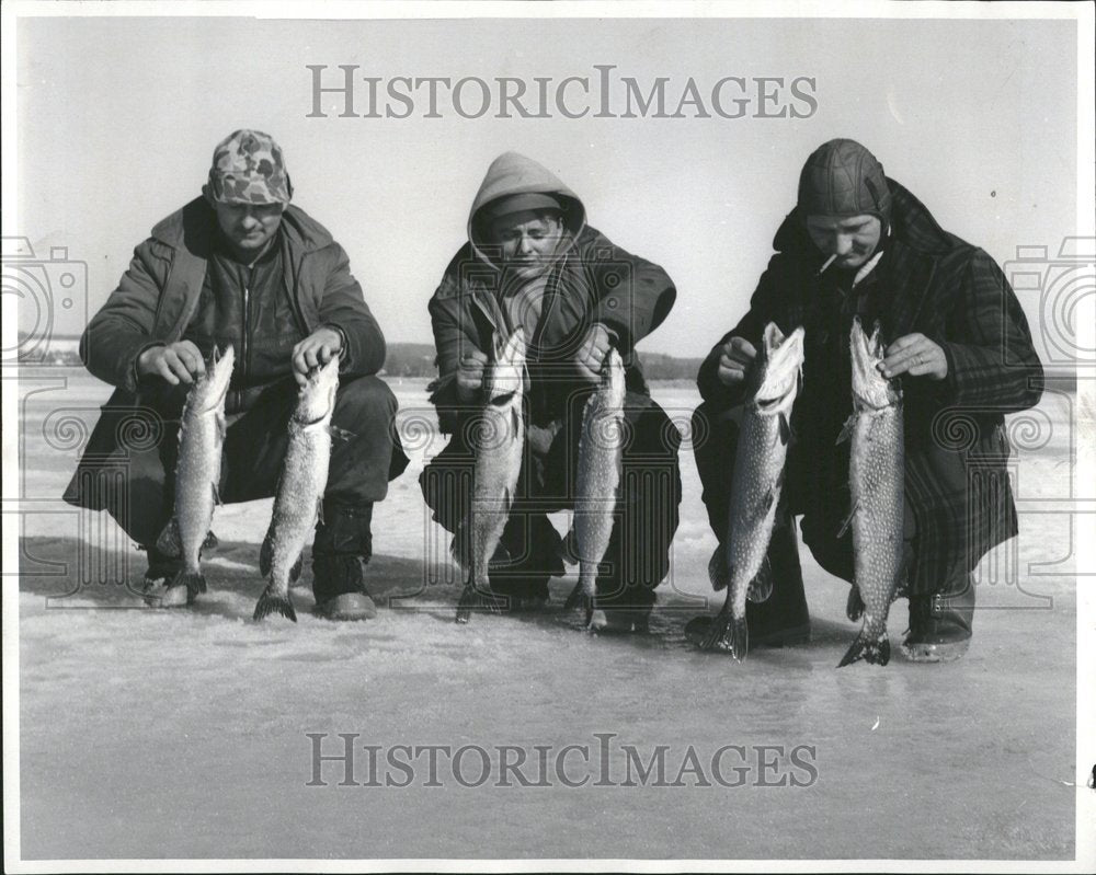 1970 Pike Fishermen Ice fishing - Historic Images