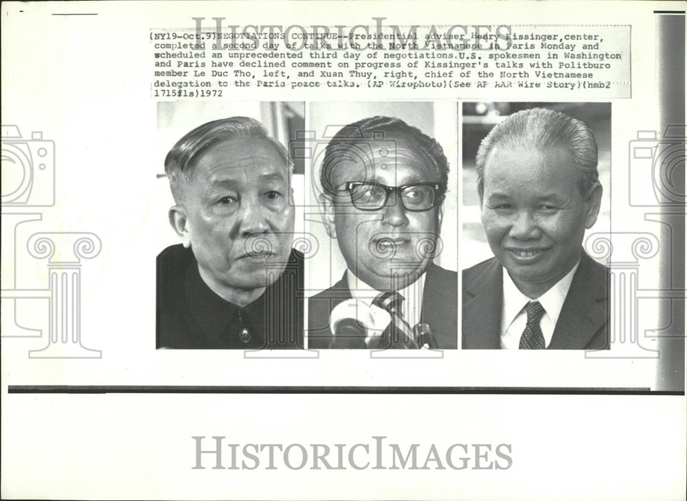 1972 Le Duc Tho Xuan Thuy Henry Kissinger - Historic Images