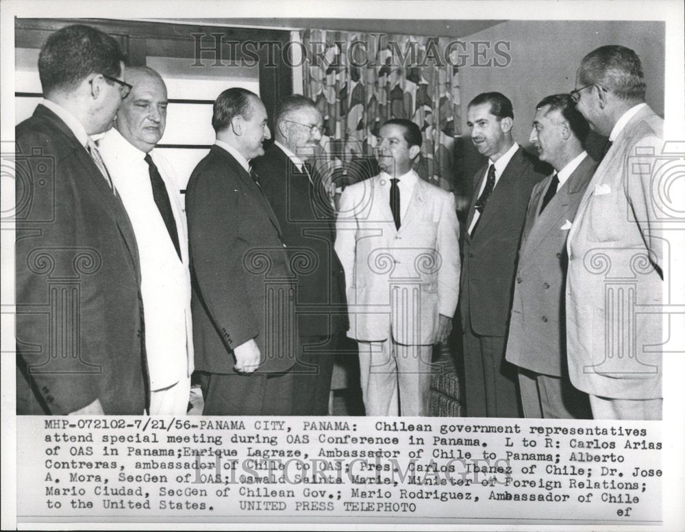 1956 Chilean Government OAS Panama Meeting - Historic Images